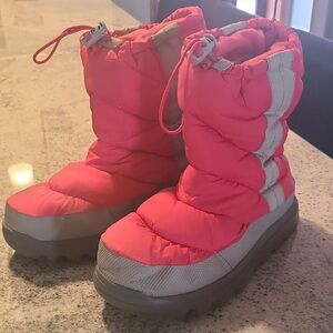 Lands' End Pink and Gray Winter Boots Womens Sz 8